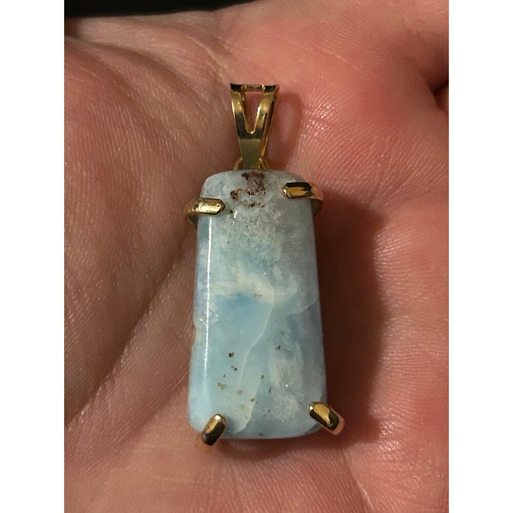 Genuine Larimar Rectangular Pendant - Picture 4 of 12